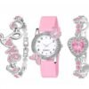 PINK BUTTERFLY WATCH & 2 BRACELET(COMBO)