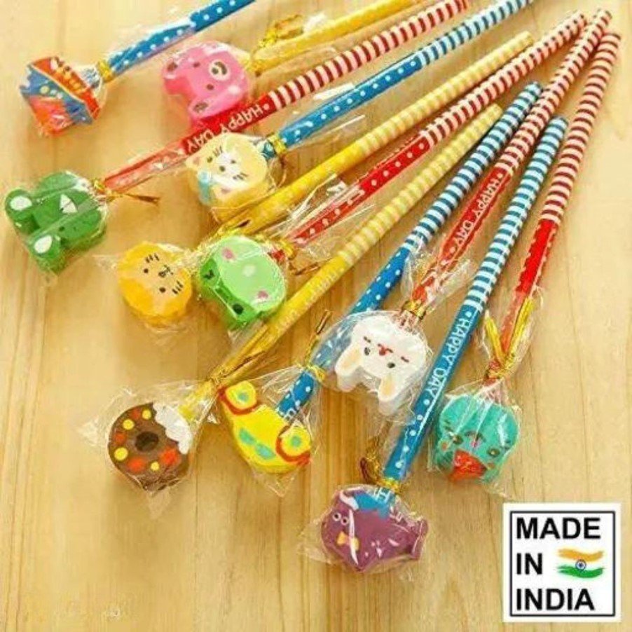 Cartoon Printed Pencils with Eraser (Pack of 24 PC)